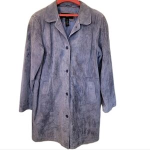 Vintage Centigrade Suede Jacket 90s Y2k Purple Longline Collared Coat Size Large